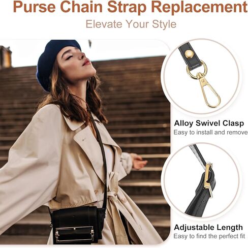 حزام Patikil جلد محفظة استبدال 47 بوصة ، PU قابلة للتعديل الكتف حزام Crossbody مع الأجهزة الفضية لحقيبة الكتف in Saudi Arabia
