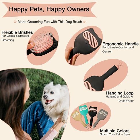 Soft Bristle Cat-Ear Puppy Brush Small Dogs Gentle Comb Grooming Tool Yorkie Shih Tzu Maltipoo Maltese (Black) in Saudi Arabia