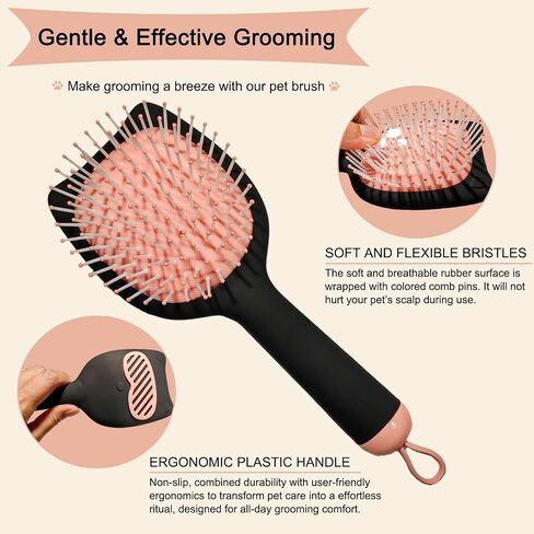 Soft Bristle Cat-Ear Puppy Brush Small Dogs Gentle Comb Grooming Tool Yorkie Shih Tzu Maltipoo Maltese (Black) in Saudi Arabia