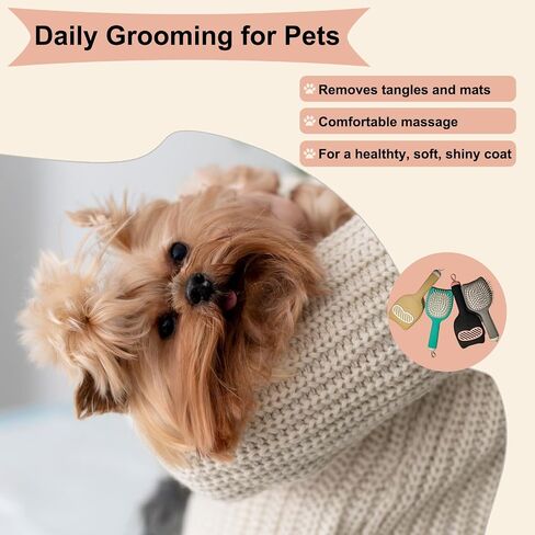 Soft Bristle Cat-Ear Puppy Brush Small Dogs Gentle Comb Grooming Tool Yorkie Shih Tzu Maltipoo Maltese (Black) in Saudi Arabia