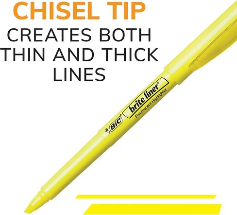 BIC Brite Liner Highlighter, Chisel Tip, Assorted Colors, For Broad Highlighting or Fine Underlining, 5 count (Pack of 1) in Saudi Arabia