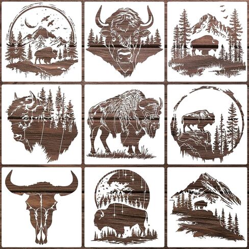 Animal Wood Burning Stencils for Painting 12" Bison Stencil Wildlife Stencils for Crafts T-Shirt Fabric Wood DIY Decor in Kuwait