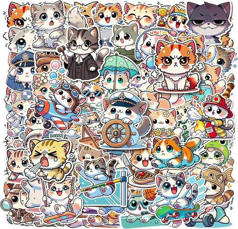 100 pcs ملصقات Meme Cat Cat Cat - ملصقات فينيل مضحكة ومتينة للماء لأجهزة الكمبيوتر المحمولة وزجاجات المياه وحقيبة ومشاريع DIY ， المراهقين ， هدية البالغين أو الأطفال (CAT) in Kuwait