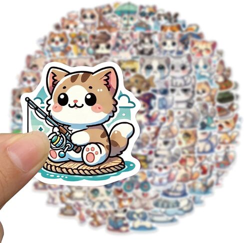 100 pcs ملصقات Meme Cat Cat Cat - ملصقات فينيل مضحكة ومتينة للماء لأجهزة الكمبيوتر المحمولة وزجاجات المياه وحقيبة ومشاريع DIY ， المراهقين ， هدية البالغين أو الأطفال (CAT) in Kuwait