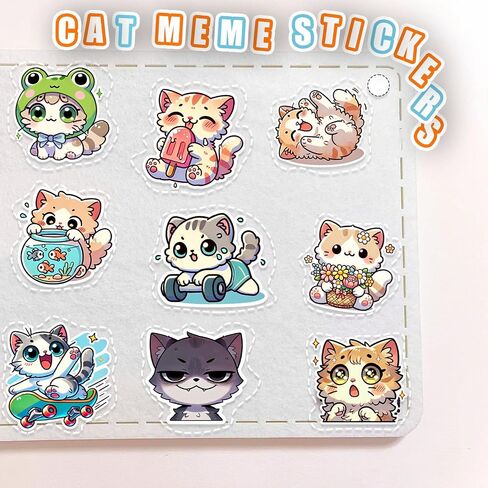 100 pcs ملصقات Meme Cat Cat Cat - ملصقات فينيل مضحكة ومتينة للماء لأجهزة الكمبيوتر المحمولة وزجاجات المياه وحقيبة ومشاريع DIY ， المراهقين ， هدية البالغين أو الأطفال (CAT) in Kuwait