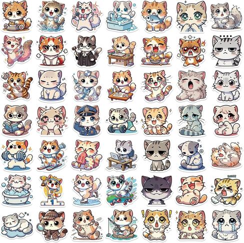 100 pcs ملصقات Meme Cat Cat Cat - ملصقات فينيل مضحكة ومتينة للماء لأجهزة الكمبيوتر المحمولة وزجاجات المياه وحقيبة ومشاريع DIY ， المراهقين ， هدية البالغين أو الأطفال (CAT) in Kuwait