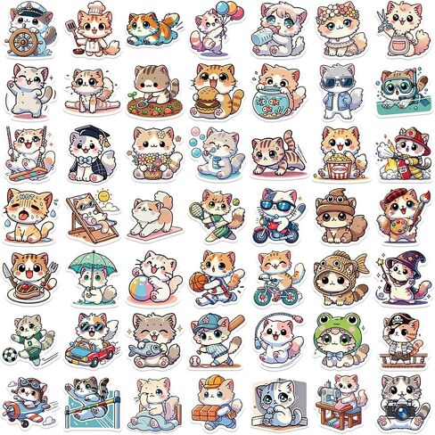 100 pcs ملصقات Meme Cat Cat Cat - ملصقات فينيل مضحكة ومتينة للماء لأجهزة الكمبيوتر المحمولة وزجاجات المياه وحقيبة ومشاريع DIY ， المراهقين ， هدية البالغين أو الأطفال (CAT) in Kuwait