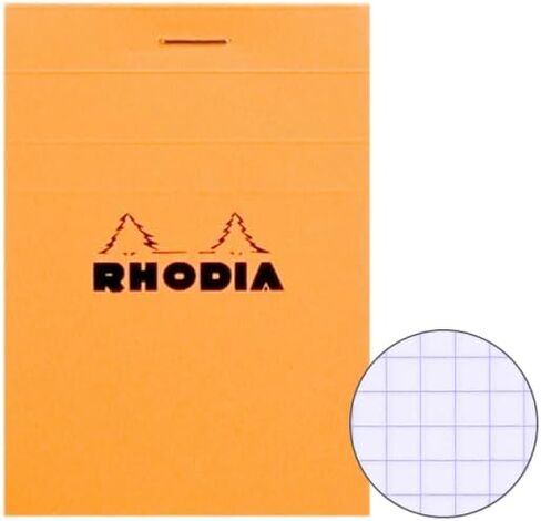 RHODIA cf18200 Notepad, No.18 (A4), 80 Sheets, 0.2-inch (5 mm) Grid Ruled, Water Repellent Cover, Perforated PEFC Certified, Block Rodia, Orange in Saudi Arabia