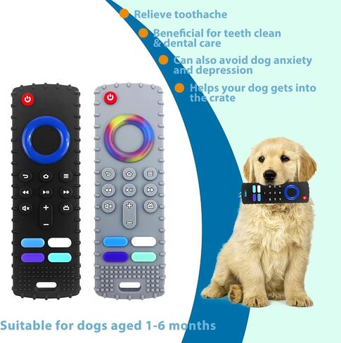 2Pcs Puppy Teething Toys, TV Remote Control Shape Dog Chew Toys for Boredom&Stimulation&Training and Cleaning Teeth,BPA-Free(Black+Grey) in Saudi Arabia