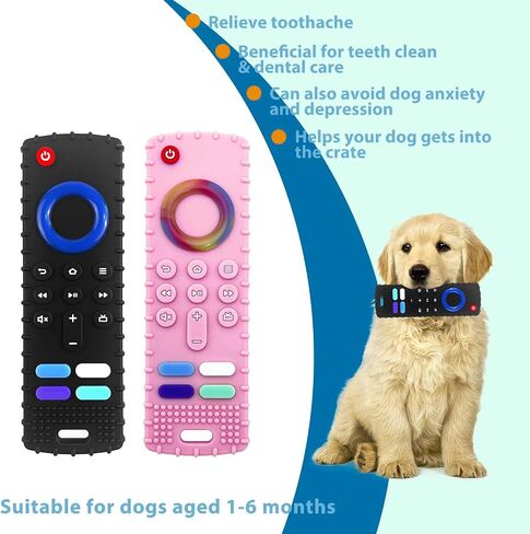 2Pcs Puppy Teething Toys, TV Remote Control Shape Dog Chew Toys for Boredom&Stimulation&Training and Cleaning Teeth,BPA-Free(Black+Grey) in Saudi Arabia