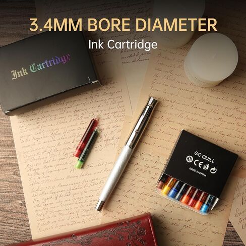 GC Quill Fountain PEN حبر خراطيش ، 72 حزمة ألوان متنوعة الحبر عبوات (4 صناديق من 18) - قطر التجويف 3.4 ملم (ألوان متنوعة) in Kuwait