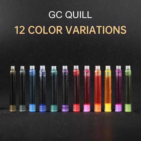 GC Quill Fountain PEN حبر خراطيش ، 72 حزمة ألوان متنوعة الحبر عبوات (4 صناديق من 18) - قطر التجويف 3.4 ملم (ألوان متنوعة) in Kuwait