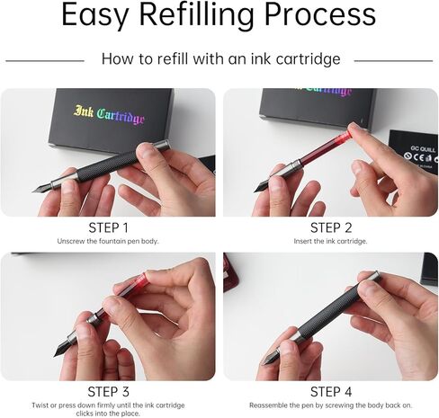 GC Quill Fountain PEN حبر خراطيش ، 72 حزمة ألوان متنوعة الحبر عبوات (4 صناديق من 18) - قطر التجويف 3.4 ملم (ألوان متنوعة) in Kuwait