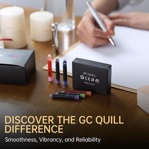 GC QUILL Fountain Pen Ink Cartridges, 72 Pack Assorted Colors Ink Refills (4 Boxes of 18) - Bore Diameter 3.4mm (Assorted Colors) in Kuwait