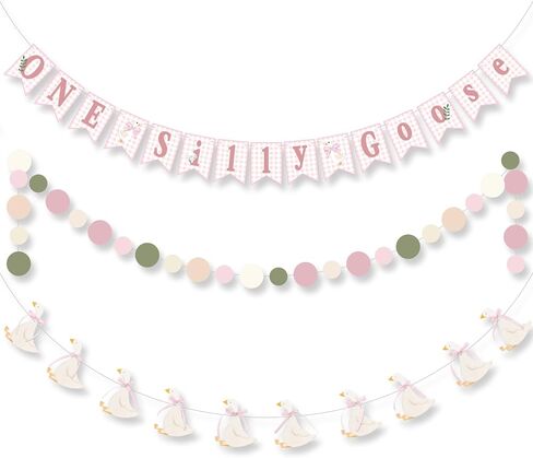 Janinka 3 Pcs One Silly Goose Banners Garlands One Silly Goose Birthday Party Decorations for Baby Shower Birthday Photo Props Themed Party Supplies(Blue) in Saudi Arabia