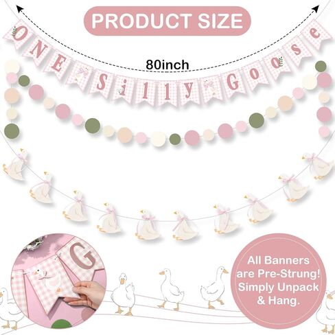 Janinka 3 Pcs One Silly Goose Banners Garlands One Silly Goose Birthday Party Decorations for Baby Shower Birthday Photo Props Themed Party Supplies(Blue) in Saudi Arabia