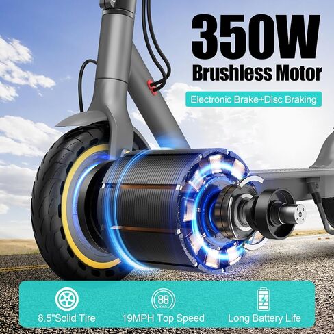Electric Scooter Adults, Max 16 Mph & 10-15 Miles Range E-Scooter, Commuting Sport Scooter with APP Control, Powerful 350W 8.5" Solid Tires Foldable Electric Scooters (JS01-16mph-S) in Saudi Arabia