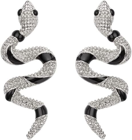 KaFu خمر حية الذهب/الفضة الأفعى أقراط 18K مطلية بالذهب الغضروف الحيوان الثعبان بيان استرخى القرط للنساء الفتيات in Kuwait