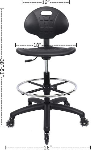 Chair Master (Tall Bench Stool, Rubber Roller Blade Stye Casters Easy to Clean! Ergonomic Polyurethane Drafting Stool. Seat Height Range 24"-34". Home Office Lab Workstation. in Kuwait