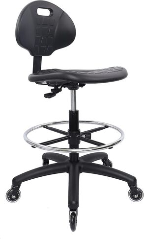 Chair Master (Tall Bench Stool, Rubber Roller Blade Stye Casters Easy to Clean! Ergonomic Polyurethane Drafting Stool. Seat Height Range 24"-34". Home Office Lab Workstation. in Kuwait