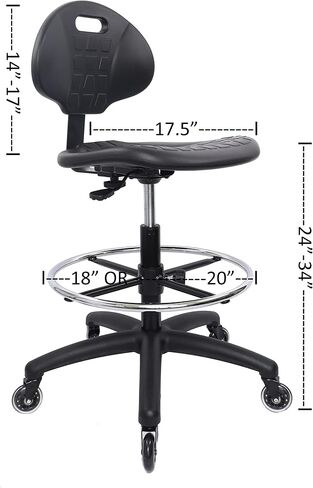 Chair Master (Tall Bench Stool, Rubber Roller Blade Stye Casters Easy to Clean! Ergonomic Polyurethane Drafting Stool. Seat Height Range 24"-34". Home Office Lab Workstation. in Kuwait