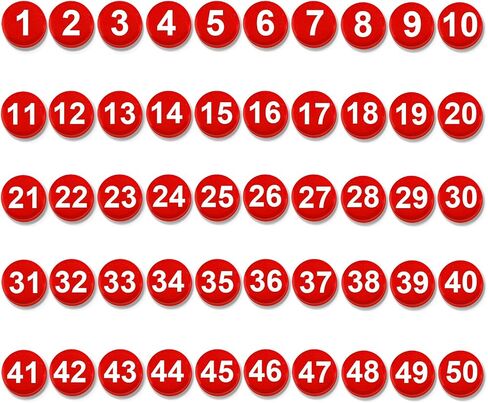 50pcs 1-50 أرقام مغناطيسية ، مغناطيس مع أرقام جولة عدد مغناطيس الثلاجة المغناطيس مغناطيس للوحة البيضاء الجافة محو الثلاجة المنزلية للمكتب (قطرها 0.8 بوصة ، أخضر) in Kuwait