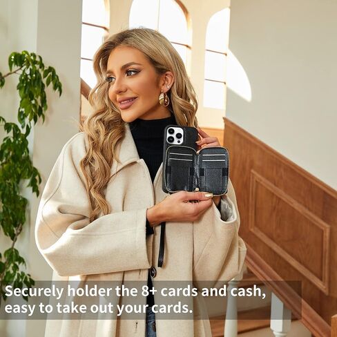 حافظة محفظة لاسلكية ZVE لهاتف iPhone 15 Pro Max، حافظة جلدية بسحاب لحمل بطاقات RFID مع شحن لاسلكي مغناطيسي، غطاء واقٍ لهاتف iPhone 15 Pro Max 6.7 بوصة (2023) - أبيض in Kuwait