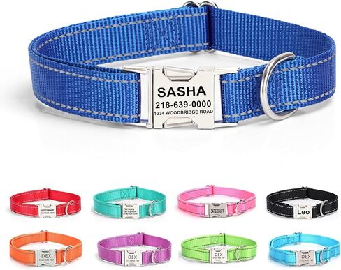 Personalized Dog Collar with Name Tag,Reflective Nylon Pet Collar,Custom Engraved Buckle Dog Collars,XS S M L XL Adjustable Pet Collar for Small Medium Large Dogs (Pink) in Kuwait