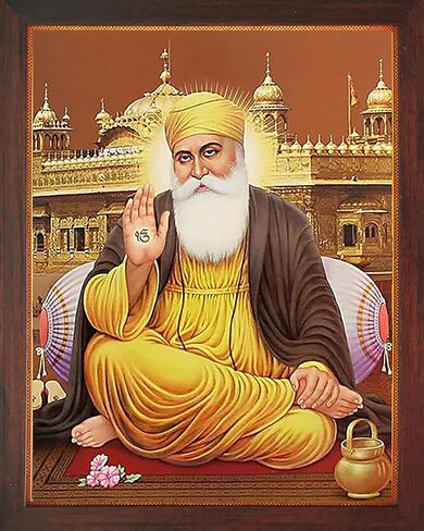 Gurunanak Dev Ji sitting under tree in forest and giving holy blessings, A poster with frame must for every family, office, Gift and auspicious purpose in Kuwait