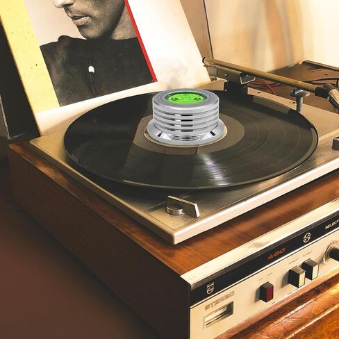 KozyOne Record Weight Stabilizer, Turntable Disc Record Stabilizer Clamp with Bubble Level for Vinyl LP Record Player (Chrome Black) in Kuwait