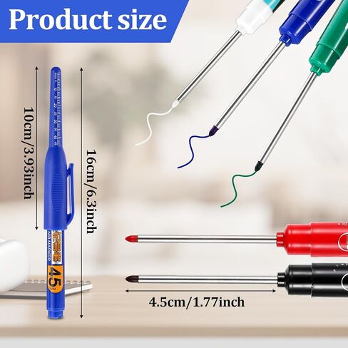 Long Head Deep Hole Marker Pens, 45mm Long Nib Head Deep Reach Marker Waterproof Colorful Carpenter Pen for Bathroom Home Decoration Construction Pens Woodworking(5) in Kuwait