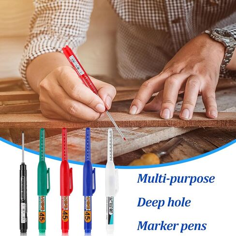 Long Head Deep Hole Marker Pens, 45mm Long Nib Head Deep Reach Marker Waterproof Colorful Carpenter Pen for Bathroom Home Decoration Construction Pens Woodworking(5) in Kuwait