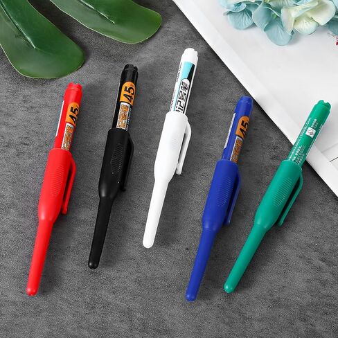 Long Head Deep Hole Marker Pens, 45mm Long Nib Head Deep Reach Marker Waterproof Colorful Carpenter Pen for Bathroom Home Decoration Construction Pens Woodworking(5) in Kuwait