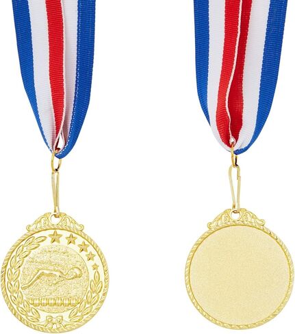 مجموعة من 12 ميدالية لجوائز كرة القدم من جوفال للأطفال والكبار - جوائز مشاركة الفريق بشريط مقاس 15.5 بوصة باللون الأحمر والأبيض والأزرق، هدايا حفلات كرة القدم ذات الطابع الرياضي (2 بوصة، معدن، ذهبي) in Kuwait