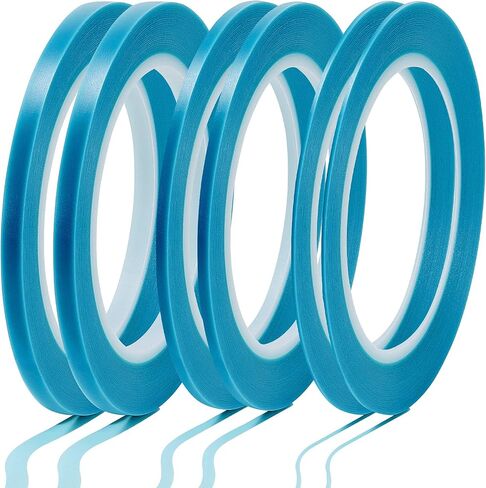 Nezyo 6 Pcs Vinyl Pinstripe Tapes Masking Painter Tapes High Temperature Low Tack Automotive Car Paint for Easy Removal Trim Thin Finishing Masking(Blue,1/16,1/8, 1/4 Inch) in Saudi Arabia
