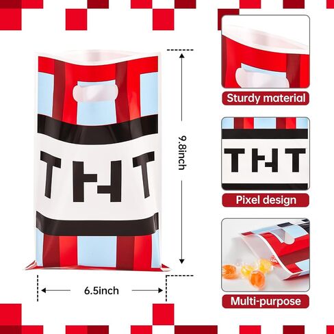 Yzzhaoo 30pcs Pixel Party Party Favors ، لعبة فيديو Goodie Bag مع مقابض لحفل عيد الميلاد موضوع Candy Treat Acags in Kuwait