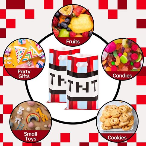 Yzzhaoo 30pcs Pixel Party Party Favors ، لعبة فيديو Goodie Bag مع مقابض لحفل عيد الميلاد موضوع Candy Treat Acags in Kuwait