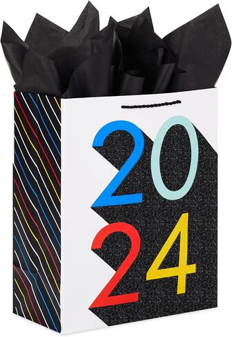 Hallmark 13" Large White Graduation Gift Bag with Tissue Paper (Class of 2025, Gold Confetti) in Saudi Arabia