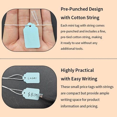 300 Pcs 1.38x0.87 Inches Yellow Blank Jewelry Price Tags with String Attached Retail Paper Gift and Sale Hang Tag Handwritten Price Display Lables for Pricing Clothes Necklace & Merchandise in Kuwait