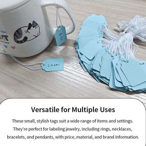 300 Pcs 1.38x0.87 Inches Yellow Blank Jewelry Price Tags with String Attached Retail Paper Gift and Sale Hang Tag Handwritten Price Display Lables for Pricing Clothes Necklace & Merchandise in Kuwait