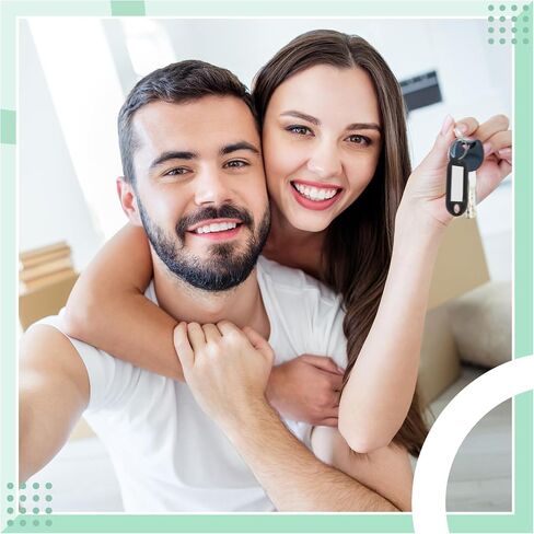 علامات المفاتيح مع نافذة التسمية ، 100 حزمة ، بلاستيك أسود مع حلقة مقسمة ، ملصقات معرف للأمتعة والتنظيم (أسود) in Kuwait
