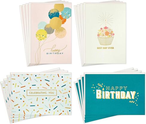 Hallmark Birthday Cards Assortment, Balloons, Cake, Flowers (12 Cards with Envelopes) in Kuwait