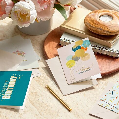 Hallmark Birthday Cards Assortment, Balloons, Cake, Flowers (12 Cards with Envelopes) in Kuwait