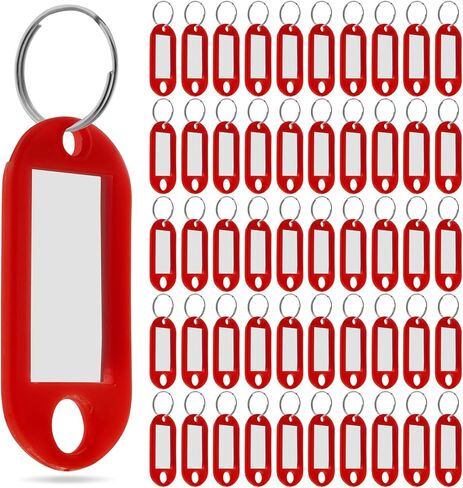 علامات المفاتيح مع نافذة التسمية ، 100 حزمة ، بلاستيك أسود مع حلقة مقسمة ، ملصقات معرف للأمتعة والتنظيم (أسود) in Kuwait