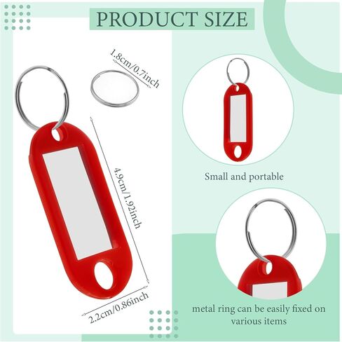 علامات المفاتيح مع نافذة التسمية ، 100 حزمة ، بلاستيك أسود مع حلقة مقسمة ، ملصقات معرف للأمتعة والتنظيم (أسود) in Kuwait