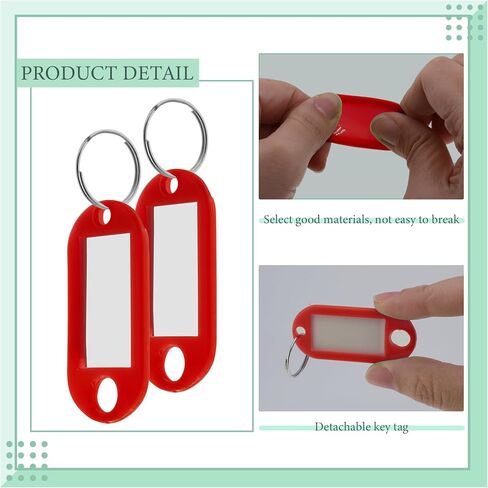 علامات المفاتيح مع نافذة التسمية ، 100 حزمة ، بلاستيك أسود مع حلقة مقسمة ، ملصقات معرف للأمتعة والتنظيم (أسود) in Kuwait