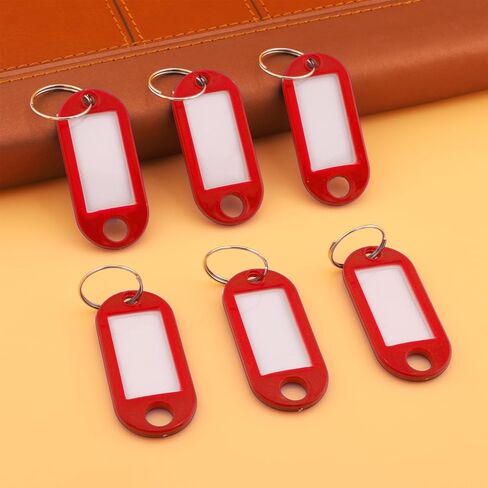 علامات المفاتيح مع نافذة التسمية ، 100 حزمة ، بلاستيك أسود مع حلقة مقسمة ، ملصقات معرف للأمتعة والتنظيم (أسود) in Kuwait