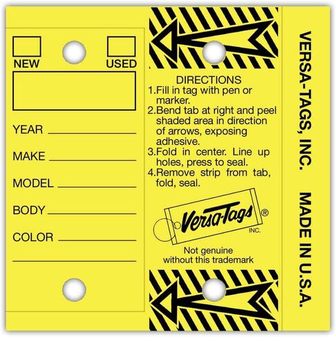 Genuine Versa-Tag Key Tags - Self-Protecting (2 Box Bundle) (250 per Box with Metal Rings - 500 Total) (1 Box Blue and 1 Box Yellow) in Saudi Arabia
