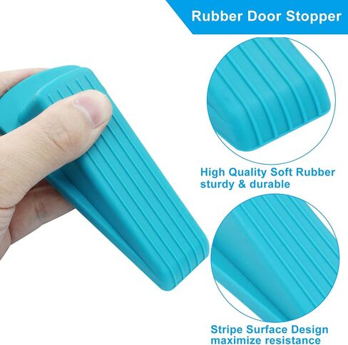 4Pcs Door Stoppers, Heavy Duty Rubber Door Stopper Wedge for Carpet, Tile, Wood & Concrete Floors, Non-Slip Stackable Gap Guards with Safety Protection (Yellow) in Saudi Arabia