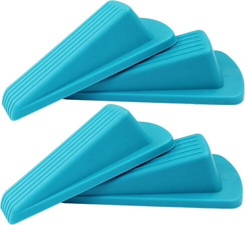 4Pcs Door Stoppers, Heavy Duty Rubber Door Stopper Wedge for Carpet, Tile, Wood & Concrete Floors, Non-Slip Stackable Gap Guards with Safety Protection (Yellow) in Saudi Arabia
